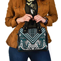 Maori Tukutuku Taniko Motifs Shoulder Handbag Teal Poutama Mix Kowhaiwhai LT7 - Polynesian Pride