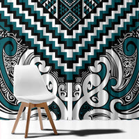 Maori Tukutuku Taniko Motifs Window Curtain Teal Poutama Mix Kowhaiwhai LT7 - Polynesian Pride