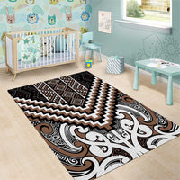 Maori Tukutuku Taniko Motifs Area Rug Brown Poutama Mix Kowhaiwhai LT7 - Polynesian Pride