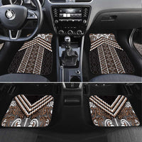 Maori Tukutuku Taniko Motifs Car Mats Brown Poutama Mix Kowhaiwhai LT7 Set 4pcs Brown - Polynesian Pride