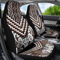 Maori Tukutuku Taniko Motifs Car Seat Cover Brown Poutama Mix Kowhaiwhai LT7 - Polynesian Pride