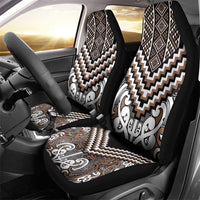 Maori Tukutuku Taniko Motifs Car Seat Cover Brown Poutama Mix Kowhaiwhai LT7 - Polynesian Pride