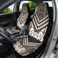 Maori Tukutuku Taniko Motifs Car Seat Cover Brown Poutama Mix Kowhaiwhai LT7 - Polynesian Pride