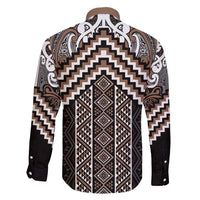 Maori Tukutuku Taniko Motifs Family Matching Mermaid Dress and Hawaiian Shirt Brown Poutama Mix Kowhaiwhai LT7 - Polynesian Pride