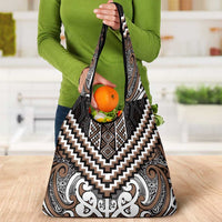 Maori Tukutuku Taniko Motifs Grocery Bag Brown Poutama Mix Kowhaiwhai LT7 - Polynesian Pride