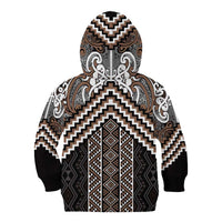 Maori Tukutuku Taniko Motifs Kid Hoodie Brown Poutama Mix Kowhaiwhai LT7 - Polynesian Pride