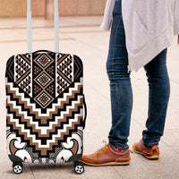 Maori Tukutuku Taniko Motifs Luggage Cover Brown Poutama Mix Kowhaiwhai LT7 Brown - Polynesian Pride