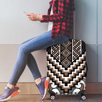 Maori Tukutuku Taniko Motifs Luggage Cover Brown Poutama Mix Kowhaiwhai LT7 - Polynesian Pride