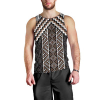 Maori Tukutuku Taniko Motifs Men Tank Top Brown Poutama Mix Kowhaiwhai LT7 - Polynesian Pride