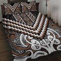 Maori Tukutuku Taniko Motifs Quilt Bed Set Brown Poutama Mix Kowhaiwhai LT7 Brown - Polynesian Pride