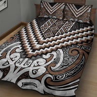 Maori Tukutuku Taniko Motifs Quilt Bed Set Brown Poutama Mix Kowhaiwhai LT7 - Polynesian Pride