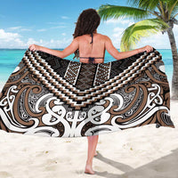 Maori Tukutuku Taniko Motifs Sarong Brown Poutama Mix Kowhaiwhai LT7 - Polynesian Pride