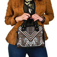 Maori Tukutuku Taniko Motifs Shoulder Handbag Brown Poutama Mix Kowhaiwhai LT7 - Polynesian Pride
