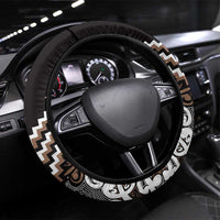 Maori Tukutuku Taniko Motifs Steering Wheel Cover Brown Poutama Mix Kowhaiwhai LT7 Universal Fit Brown - Polynesian Pride