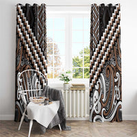 Maori Tukutuku Taniko Motifs Window Curtain Brown Poutama Mix Kowhaiwhai LT7 - Polynesian Pride