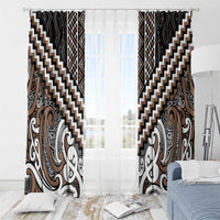 Maori Tukutuku Taniko Motifs Window Curtain Brown Poutama Mix Kowhaiwhai LT7 - Polynesian Pride