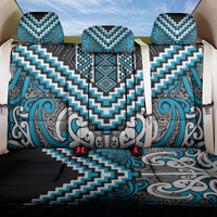 Maori Tukutuku Taniko Motifs Back Car Seat Cover Turquoise Poutama Mix Kowhaiwhai LT7 One Size Turquoise - Polynesian Pride