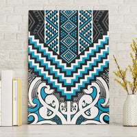 Maori Tukutuku Taniko Motifs Canvas Wall Art Turquoise Poutama Mix Kowhaiwhai LT7 Without Frame Turquoise - Polynesian Pride