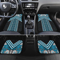 Maori Tukutuku Taniko Motifs Car Mats Turquoise Poutama Mix Kowhaiwhai LT7 Set 4pcs Turquoise - Polynesian Pride