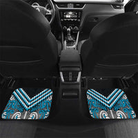 Maori Tukutuku Taniko Motifs Car Mats Turquoise Poutama Mix Kowhaiwhai LT7 Set 2pcs - Back Turquoise - Polynesian Pride
