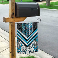 Maori Tukutuku Taniko Motifs Garden Flag Turquoise Poutama Mix Kowhaiwhai LT7 - Polynesian Pride