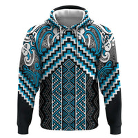 Maori Tukutuku Taniko Motifs Hoodie Turquoise Poutama Mix Kowhaiwhai LT7 Pullover Hoodie Turquoise - Polynesian Pride