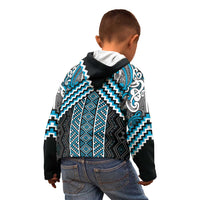 Maori Tukutuku Taniko Motifs Kid Hoodie Turquoise Poutama Mix Kowhaiwhai LT7 - Polynesian Pride