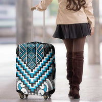 Maori Tukutuku Taniko Motifs Luggage Cover Turquoise Poutama Mix Kowhaiwhai LT7 - Polynesian Pride