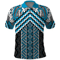 Maori Tukutuku Taniko Motifs Polo Shirt Turquoise Poutama Mix Kowhaiwhai LT7 Turquoise - Polynesian Pride