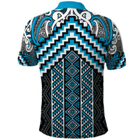 Maori Tukutuku Taniko Motifs Polo Shirt Turquoise Poutama Mix Kowhaiwhai LT7 - Polynesian Pride