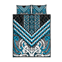 Maori Tukutuku Taniko Motifs Quilt Bed Set Turquoise Poutama Mix Kowhaiwhai LT7 - Polynesian Pride
