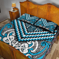 Maori Tukutuku Taniko Motifs Quilt Bed Set Turquoise Poutama Mix Kowhaiwhai LT7 - Polynesian Pride