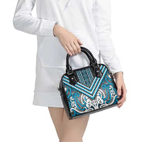 Maori Tukutuku Taniko Motifs Shoulder Handbag Turquoise Poutama Mix Kowhaiwhai LT7 - Polynesian Pride