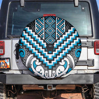 Maori Tukutuku Taniko Motifs Spare Tire Cover Turquoise Poutama Mix Kowhaiwhai LT7 Turquoise - Polynesian Pride