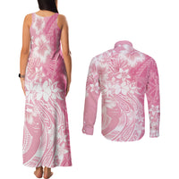 Polynesian Women's Day Couples Matching Tank Maxi Dress and Long Sleeve Button Shirt Plumeria Passion - Pink LT7 - Polynesian Pride