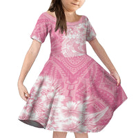 Polynesian Women's Day Family Matching Long Sleeve Bodycon Dress and Hawaiian Shirt Plumeria Passion - Pink LT7 Daughter's Dress Pink - Polynesian Pride