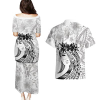 Polynesian Women's Day Couples Matching Puletasi and Hawaiian Shirt Plumeria Passion - White LT7 - Polynesian Pride