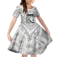 Polynesian Women's Day Family Matching Long Sleeve Bodycon Dress and Hawaiian Shirt Plumeria Passion - White LT7 Daughter's Dress White - Polynesian Pride