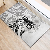 Polynesian Women's Day Rubber Doormat Plumeria Passion - White LT7 - Polynesian Pride