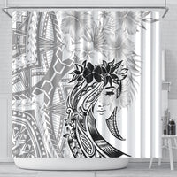 Polynesian Women's Day Shower Curtain Plumeria Passion - White LT7 - Polynesian Pride