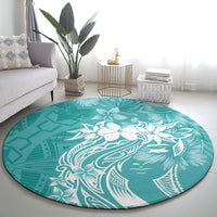Polynesian Women's Day Round Carpet Plumeria Passion - Teal LT7 - Polynesian Pride