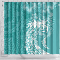 Polynesian Women's Day Shower Curtain Plumeria Passion - Teal LT7 - Polynesian Pride