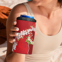 Hawaii Island Flowers Lei 4 in 1 Can Cooler Tumbler Ohia Lehua Scarlet Red LT7 - Polynesian Pride