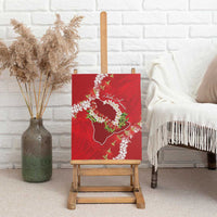 Hawaii Island Flowers Lei Canvas Wall Art Ohia Lehua Scarlet Red