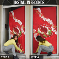 Hawaii Island Flowers Lei Door Cover Ohia Lehua Scarlet Red