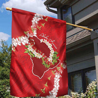 Hawaii Island Flowers Lei Garden Flag Ohia Lehua Scarlet Red