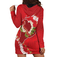 Hawaii Island Flowers Lei Hoodie Dress Ohia Lehua Scarlet Red LT7 - Polynesian Pride