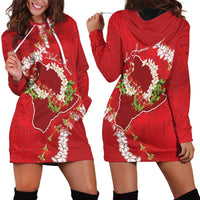 Hawaii Island Flowers Lei Hoodie Dress Ohia Lehua Scarlet Red LT7 - Polynesian Pride
