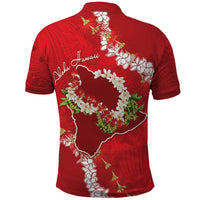 Hawaii Island Flowers Lei Polo Shirt Ohia Lehua Scarlet Red