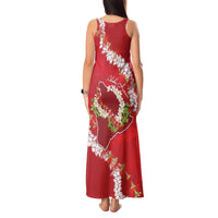 Hawaii Island Flowers Lei Tank Maxi Dress Ohia Lehua Scarlet Red LT7 - Polynesian Pride